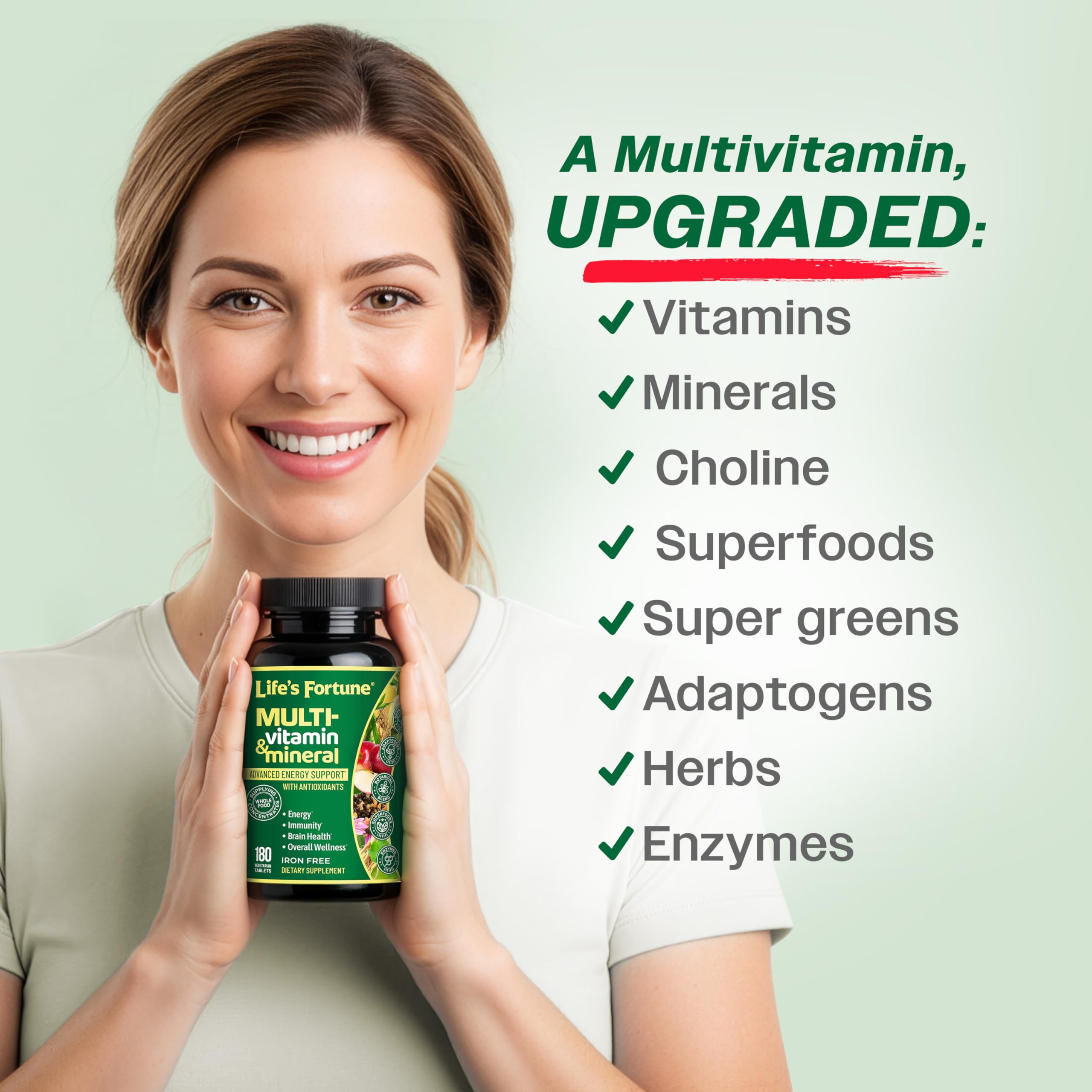 Life's Fortune spirulina and wheat grass blend visual, highlighting plant-based nutrients.