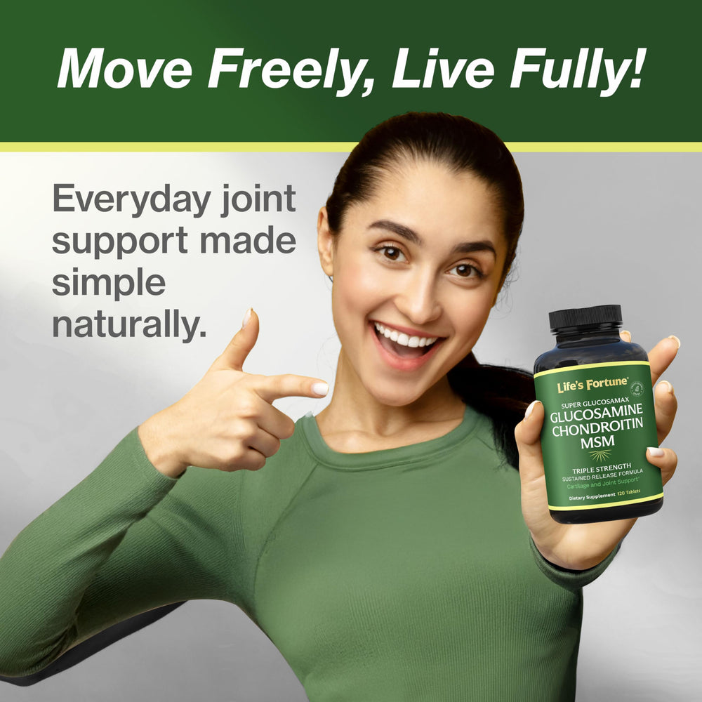 Life's Fortune Glucosamax packaging emphasizes quality and purity