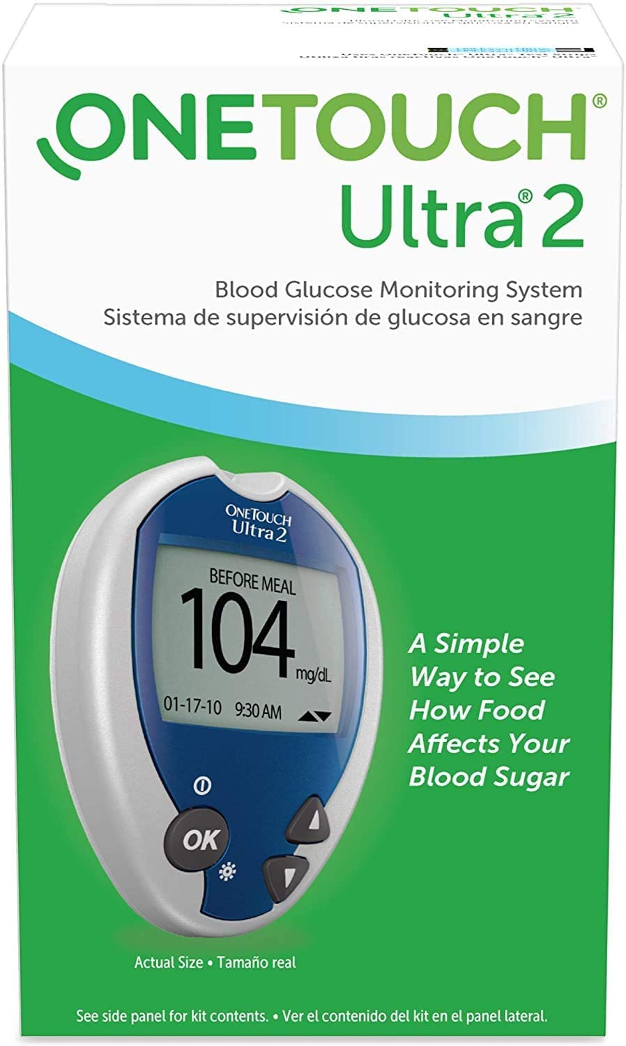 Lifescan OneTouch Ultra2 meter front view for quick at-home testing convenience.
