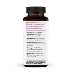 LifeSeasons Ageless Skincare bottle back reveals ingredients for nourishment and resilience.