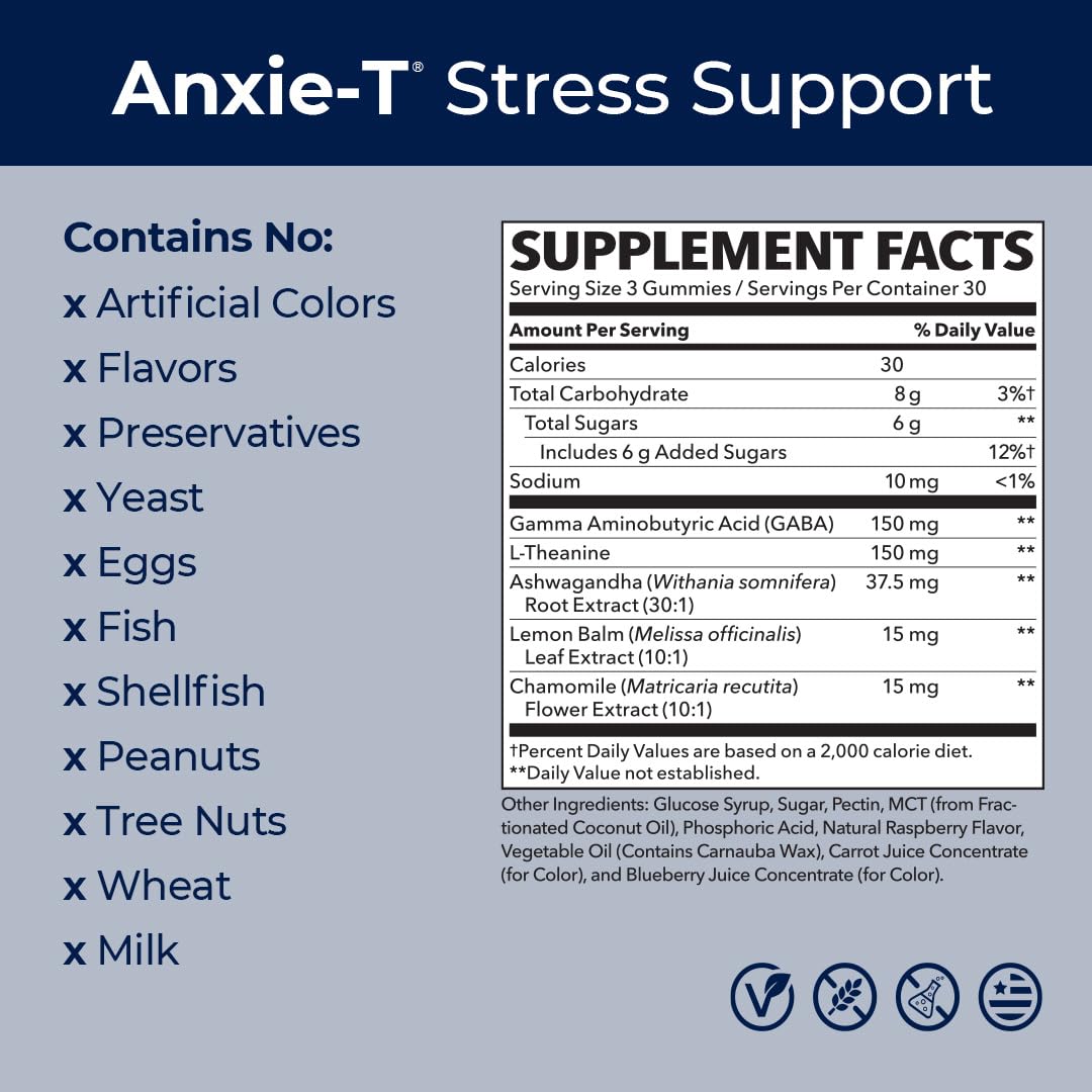 LifeSeasons Anxie-T bottle illustrating day and night dosing for flexible support.