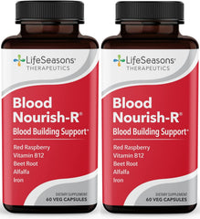 LifeSeasons Blood Nourish-R bottle front showing iron-rich support for everyday energy.