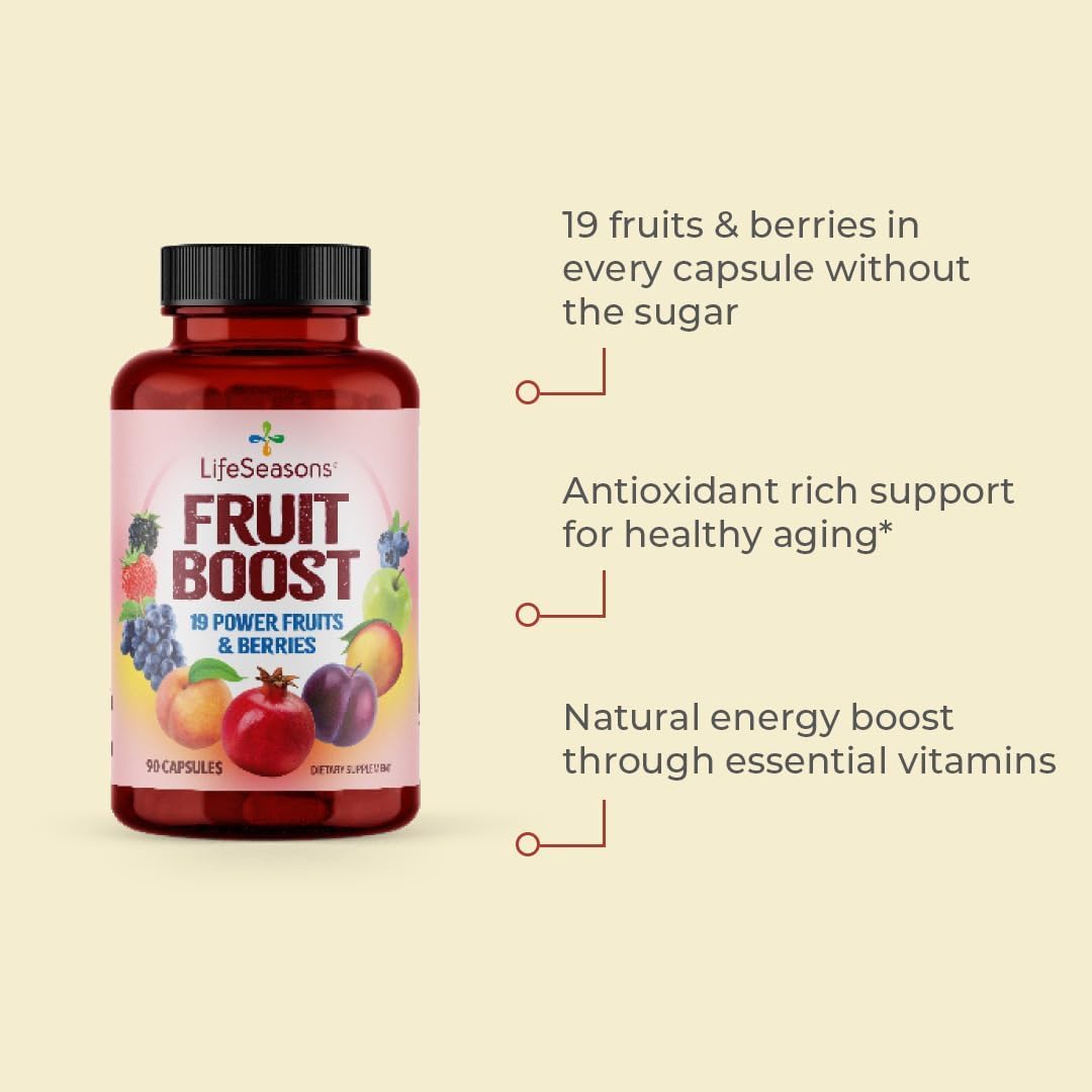 LifeSeasons Fruits & Veggies label close-up showing ingredients and immune-support nutrients