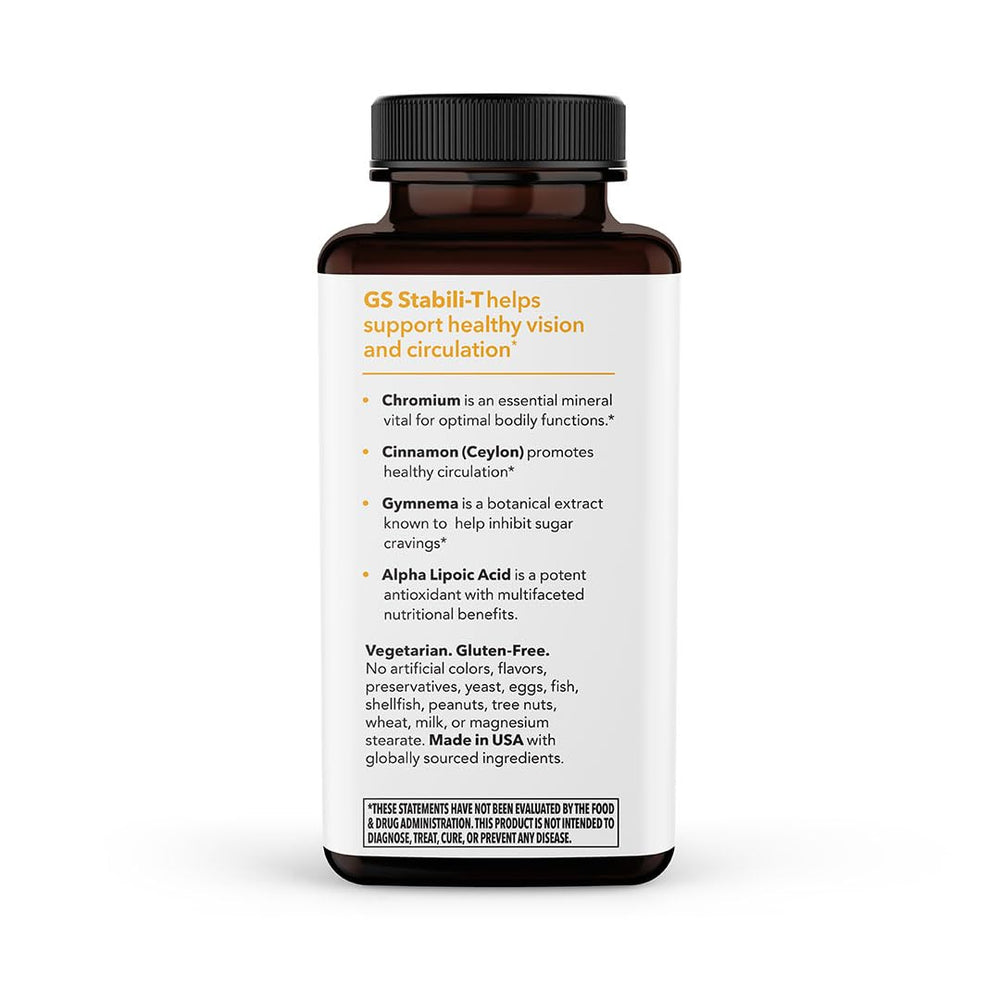 LifeSeasons GS Stabili-T boxed packaging emphasizes brand and health-focused promises.