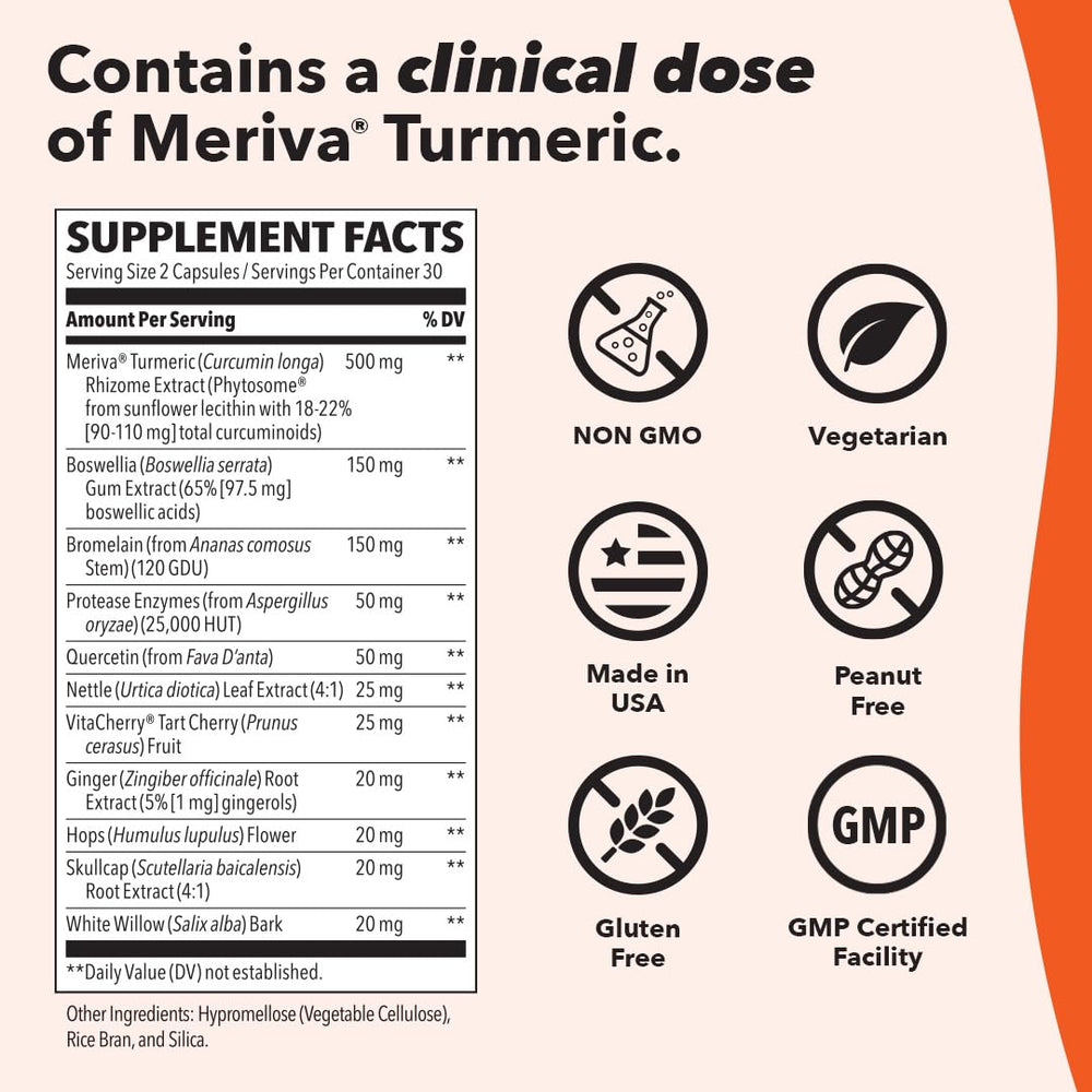 LifeSeasons Inflamma-X science blend graphic with botanicals aiding activity and comfort.