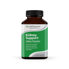 LifeSeasons Kidney Support bottle with capsules prepared for daily renal wellness.