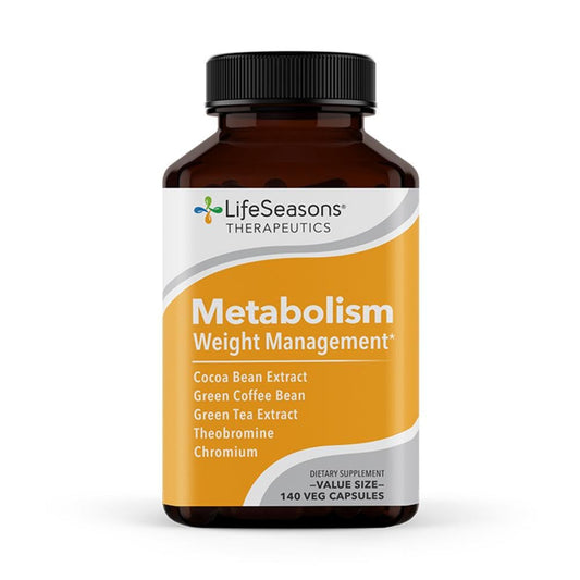 LifeSeasons Metabolism bottle front view showing capsules for energy and appetite support.