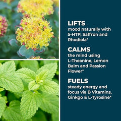 LifeSeasons Mood Uplift-R label close-up shows saffron, ginkgo and rhodiola.