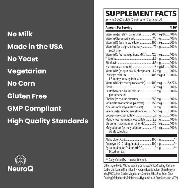 LifeSeasons NeuroQ vegetarian gluten-free badge signals clean daily nourishment.