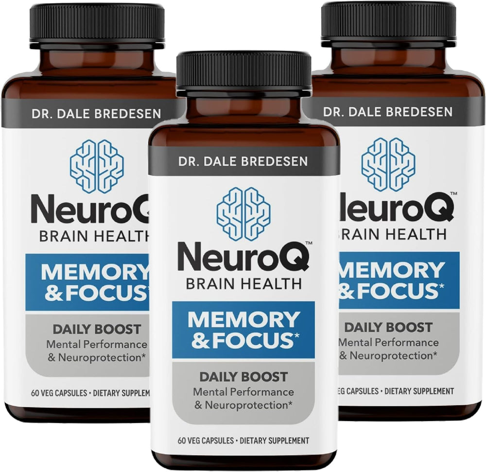LifeSeasons NeuroQ bottle on a desk supports focused thinking and clarity.