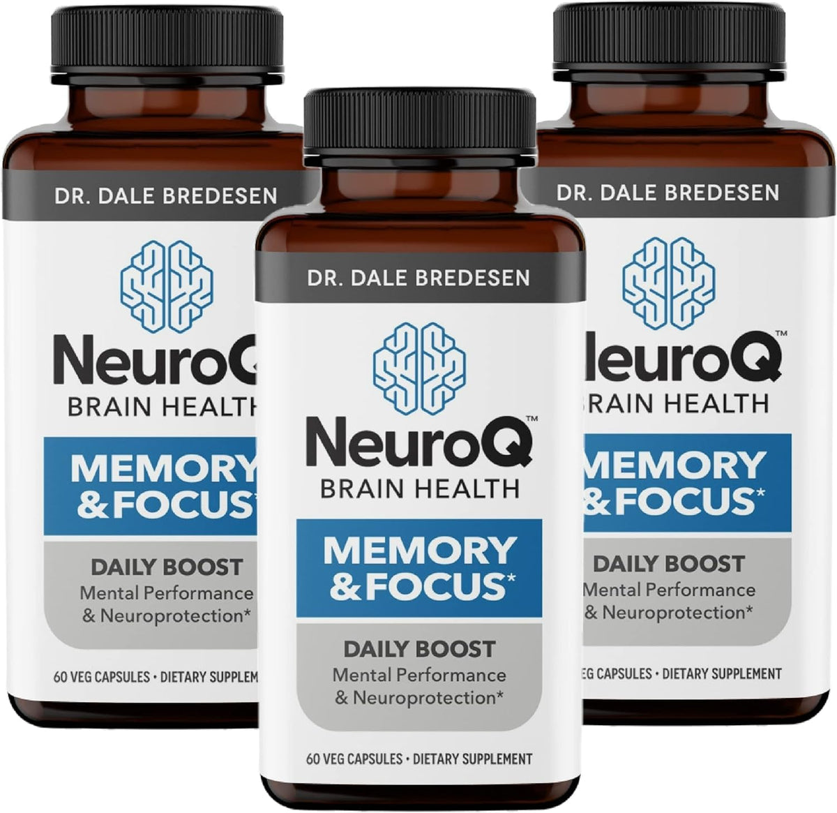 LifeSeasons NeuroQ bottle on a desk supports focused thinking and clarity.