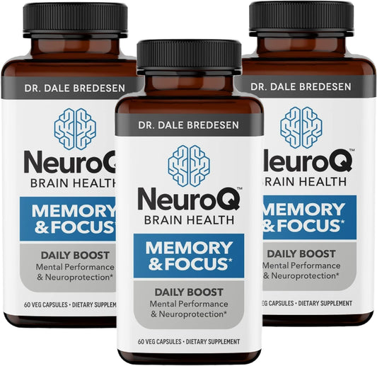 LifeSeasons NeuroQ bottle on a desk supports focused thinking and clarity.