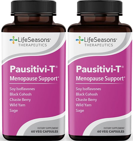 LifeSeasons Pausitivi-T capsules pack front view for menopause support and symptom balance