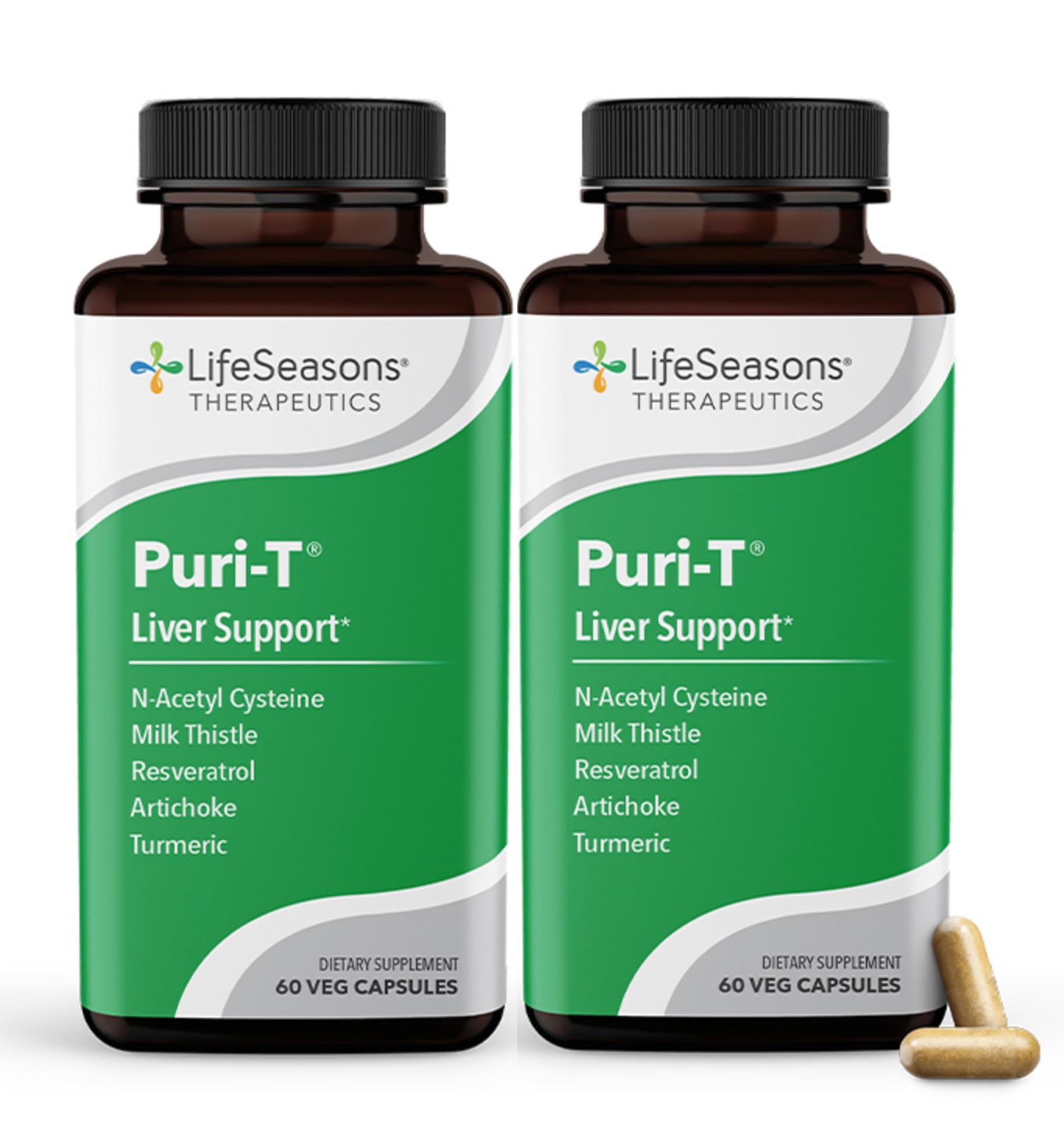 LifeSeasons Puri-T bottle front for daily liver support.