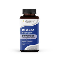 LifeSeasons Rest-ZZZ extra strength bottle promotes calm for smoother bedtime.