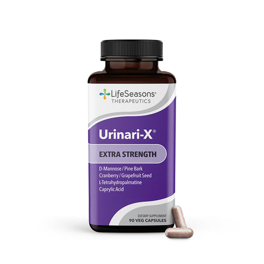 LifeSeasons Urinari-X bottle front view for everyday urinary support.
