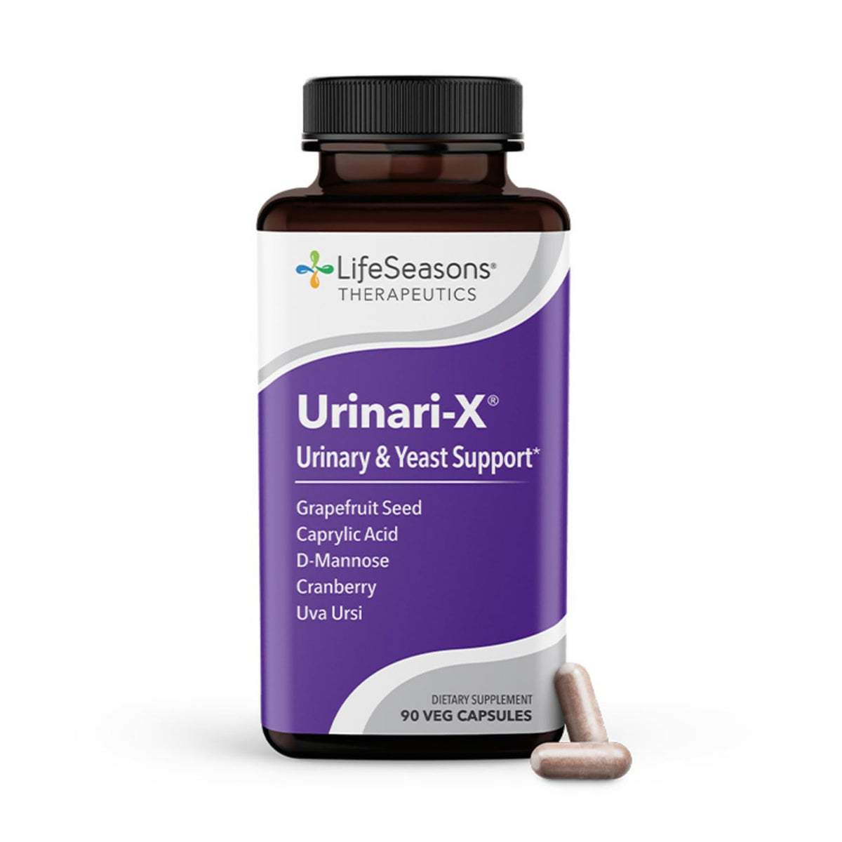 LifeSeasons Urinari-X bottle for on-the-go bladder support.