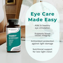 LifeSeasons Visibili-T bottle label highlights key eye health ingredients and antioxidants.