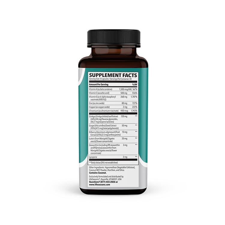 LifeSeasons Visibili-T ingredients close-up highlighting lutein and zeaxanthin