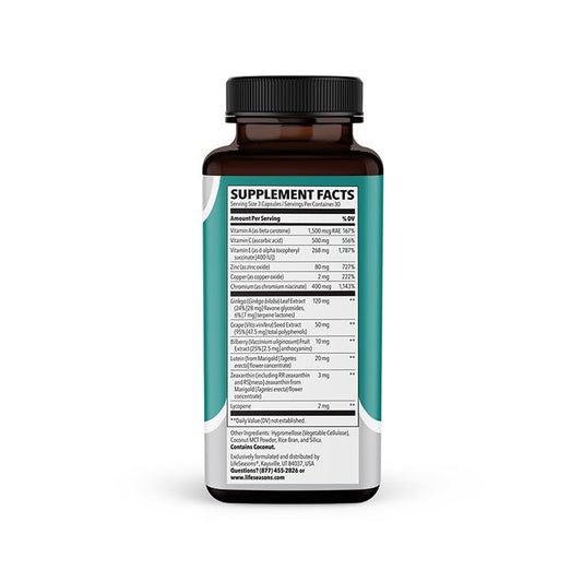 LifeSeasons Visibili-T ingredients close-up highlighting lutein and zeaxanthin