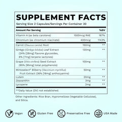 Lycopene and lutein components highlighted on the package for eye health insights.