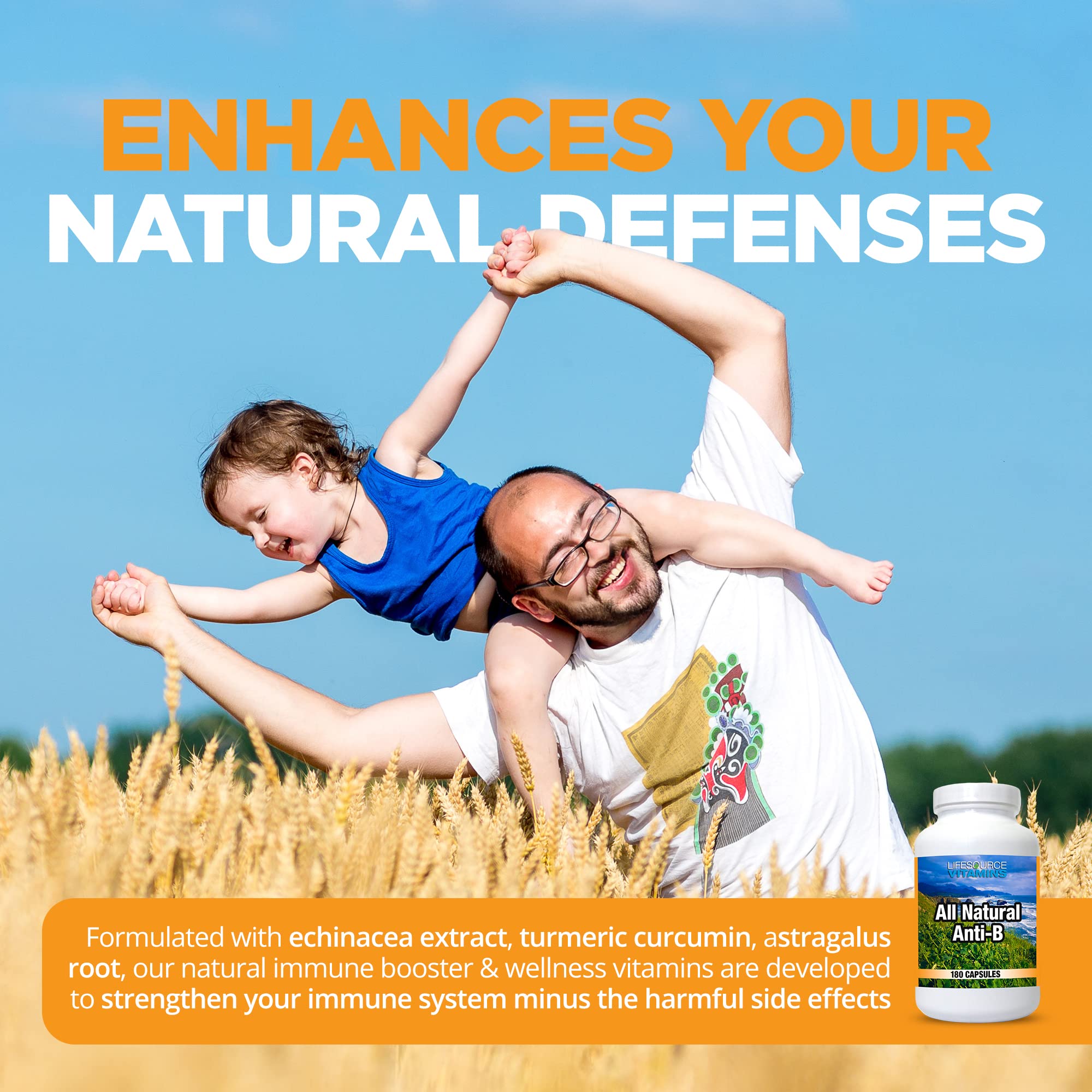 LifeSource Vitamins Echinacea-Turmeric-Astragalus ingredients close-up highlighting natural defense support