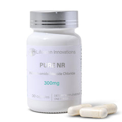 Lifespan Innovations Pure NR 300mg bottle for daily NAD+ support in your wellness routine.
