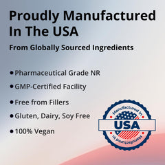 USA-manufactured Pure NR in GMP facility ensuring quality control and standards.