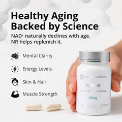 Lifespan Innovations Pure NR 500mg capsules inside container for clean single-ingredient nutrition