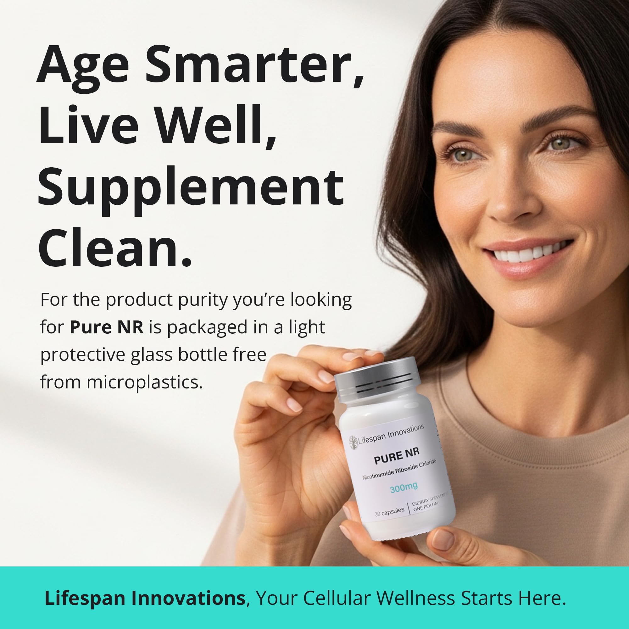 Lifespan Innovations Pure NR 500mg label detail emphasizes dosage and product authenticity