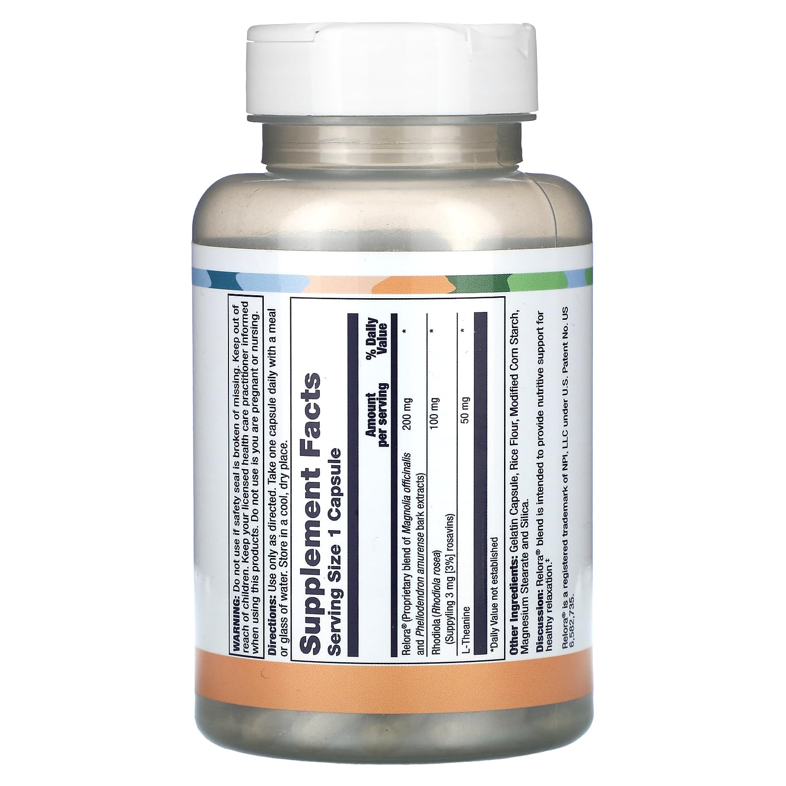 Lifetime Calm & Calmer capsule close-up highlighting Relora and Rhodiola for stress support