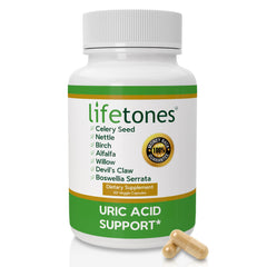 Life Tones Uric Acid Support bottle front view highlighting daily cleanse potential