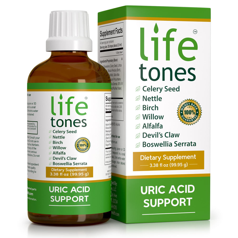 Life Tones Uric Acid Support bottle pour for easy daily dosing and joint comfort