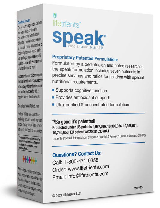 Lifetrients Speak softgels for kids in a convenient swallow form
