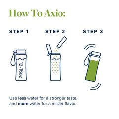 LifeVantage AXIO bottle label close-up for quick mix