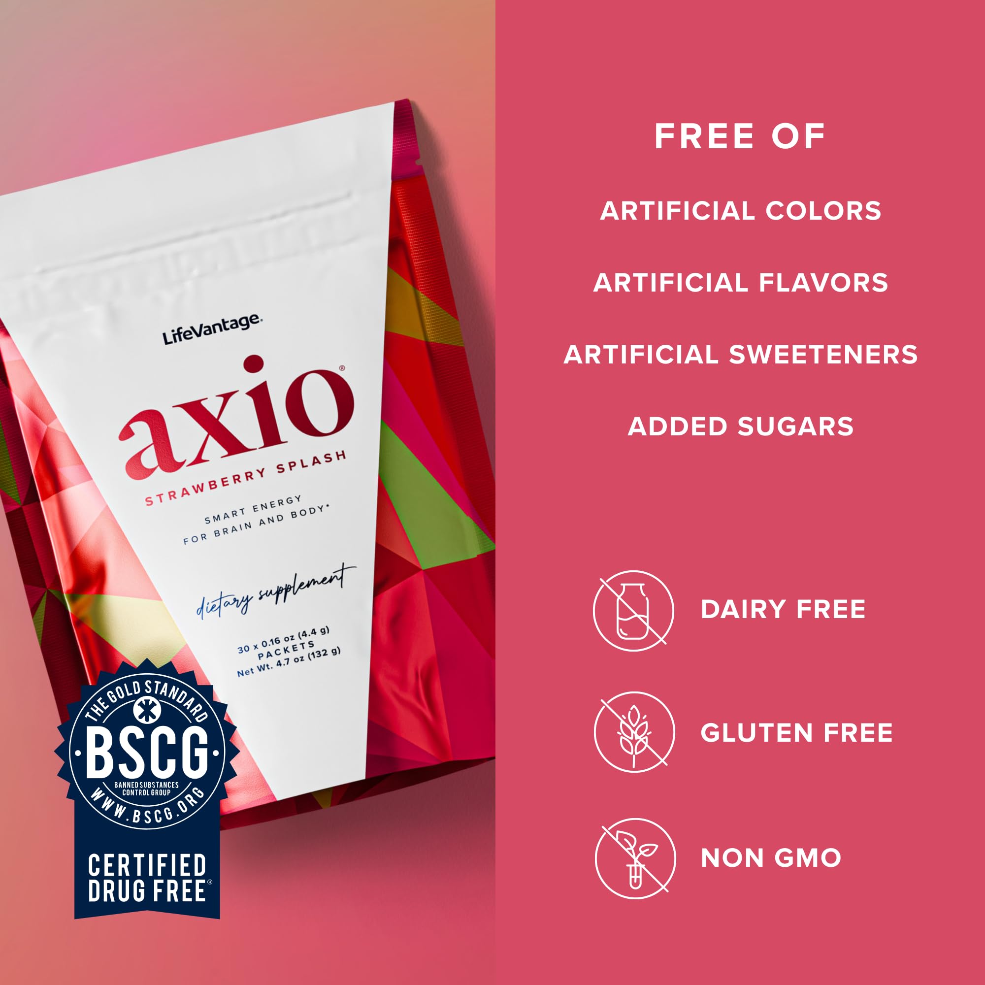 LifeVantage AXIO ingredients close-up showing calm focus.