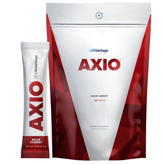 LifeVantage AXIO regular-energy packet ready for on-the-go focus and mood support.