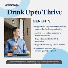 LifeVantage Daily Wellness mix in water forming a refreshing beverage