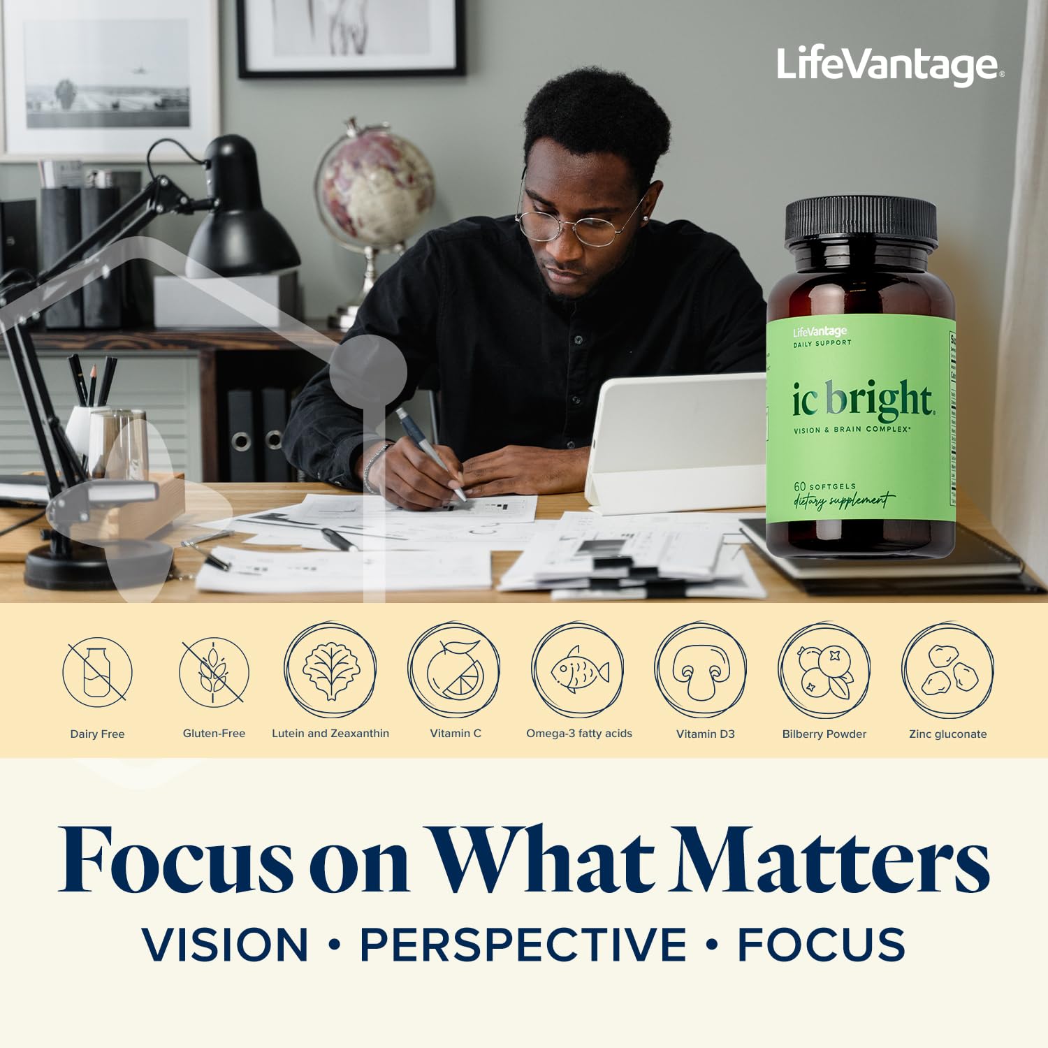 LifeVantage IC Bright outdoors scene suggests eye protection from blue light.