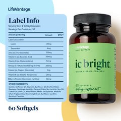 LifeVantage IC Bright capsule close-up displays color and texture of the eye-friendly formula.