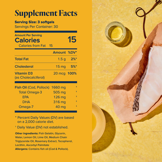 LifeVantage Omega+ softgels neatly arranged for daily supplementation.