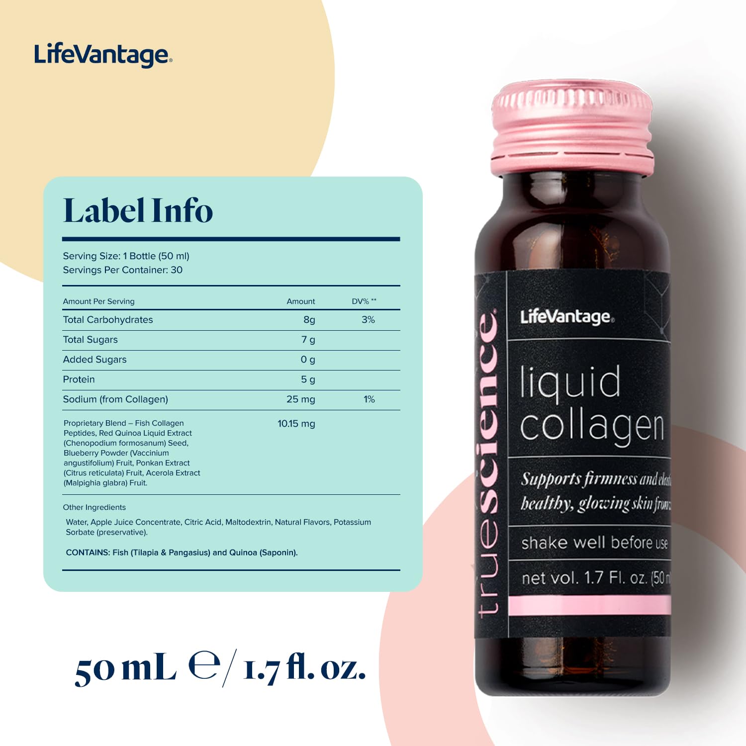 LifeVantage TrueScience close-up of collagen liquid showing texture and clarity