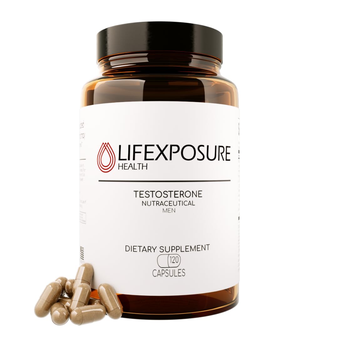 Lifexposure Health natural testosterone bottle highlights vitality-boosting ingredients.
