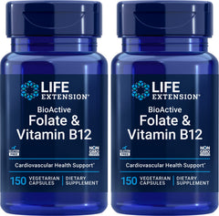 Life Extension BioActive Folate & B12 bottle showing active vitamins for brain health