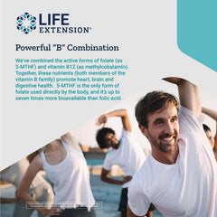 Label detail on Life Extension BioActive Folate & B12 with 5-MTHF and methylcobalamin