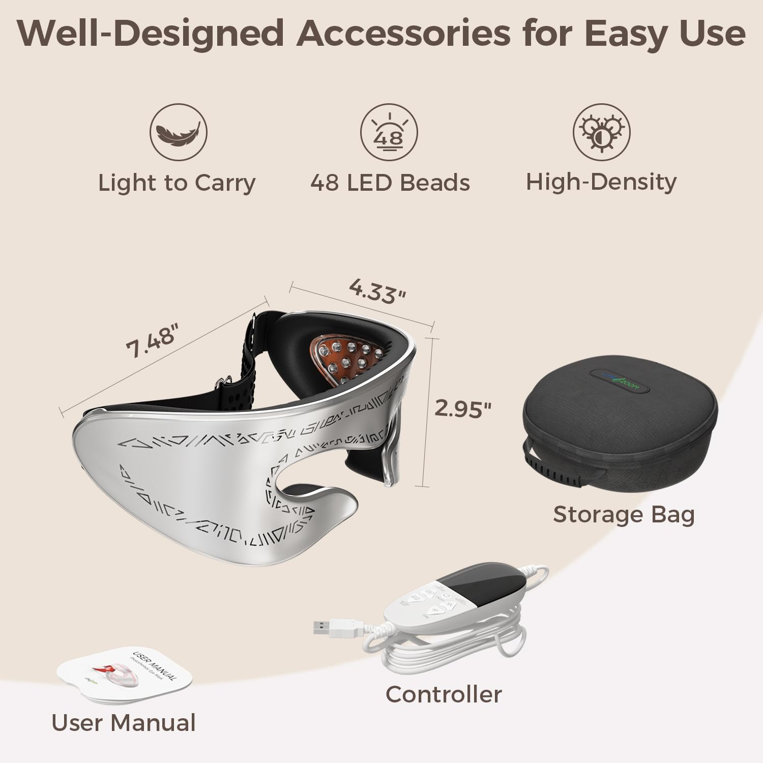 LifeZoom red light eye mask adjustable strap ensures secure, customizable fit.
