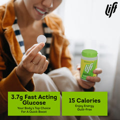 Closeup of dispensing tube with Lift Glucose chewables