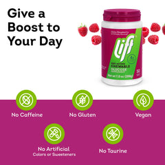 Compact refill tube for Lift Glucose Raspberry ready for travel