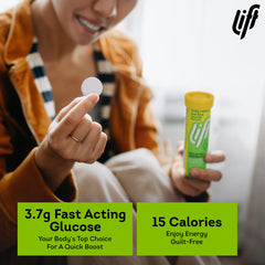 Lift glucose resealable tube lid open illustrating fresh, portable energy.