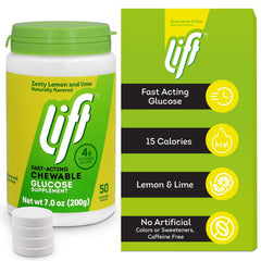 Six tubs Lift Glucose pack with lemon lime flavor for travel